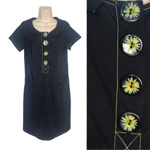 Eshakti Shift dress w pockets‎ and big daisy buttons NWOT szM/8